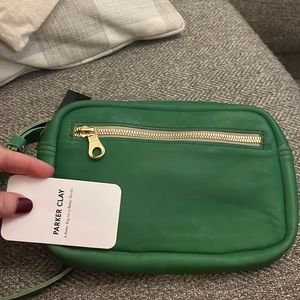 Parker Clay Green belt bag with tags and dust bag